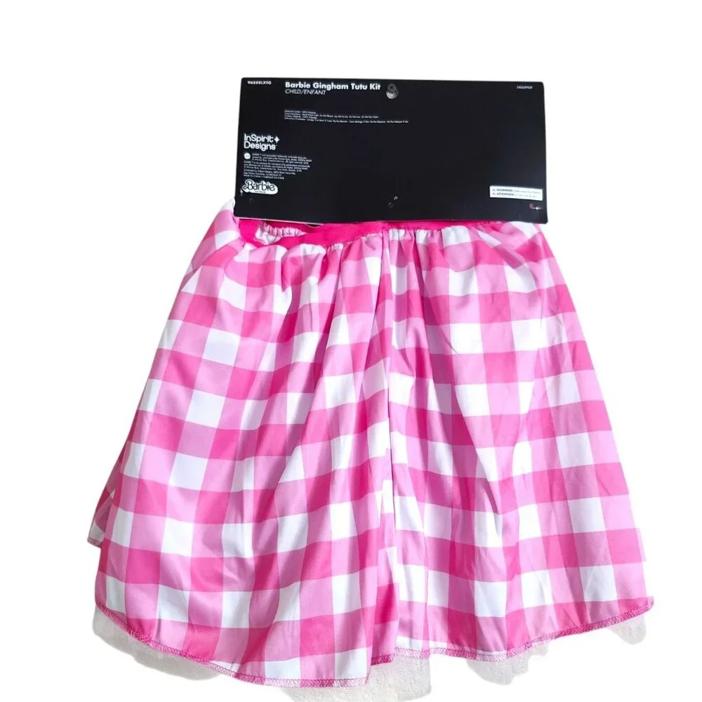 Barbie Movie Girls‎ Pink Gingham TuTu Kit Halloween Costume Size L/XL-NWT